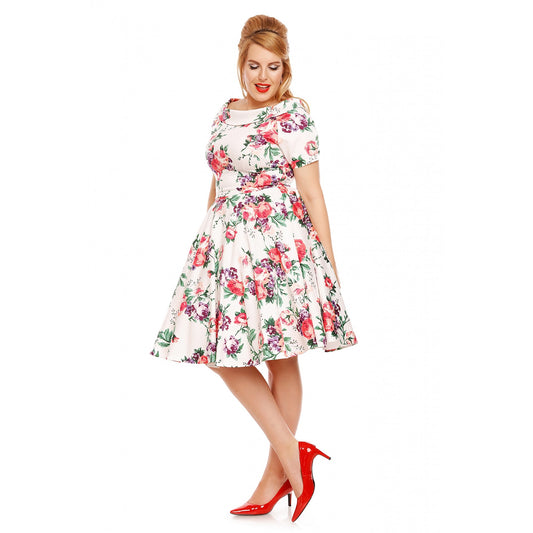 White Floral Vintage Darlene Dress
