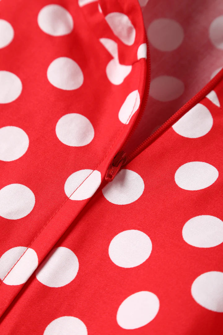Red Daisy Neckholder-Kleid mit Polka Dots