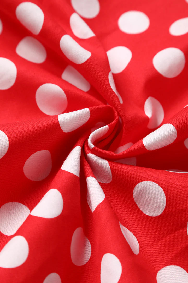 Red Daisy Neckholder-Kleid mit Polka Dots