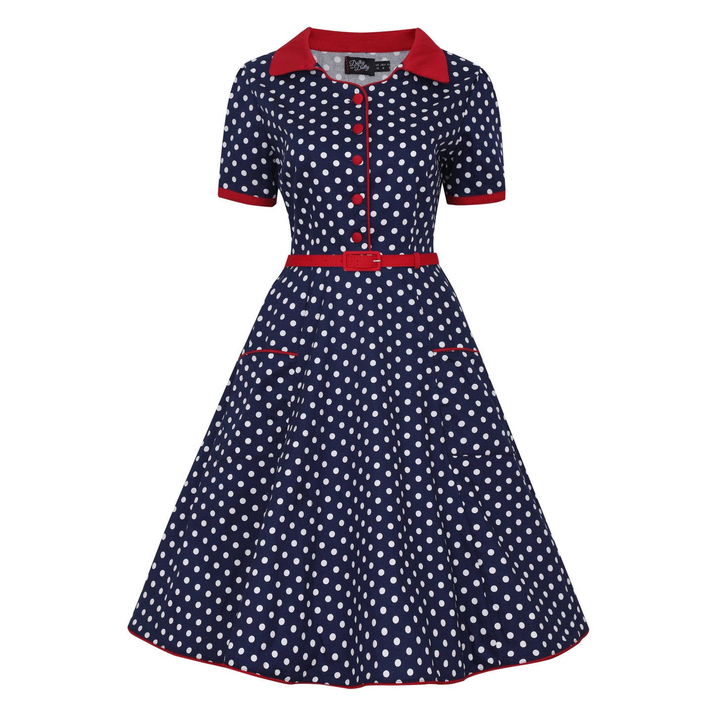 Penelope Polka Dor Kleid navy