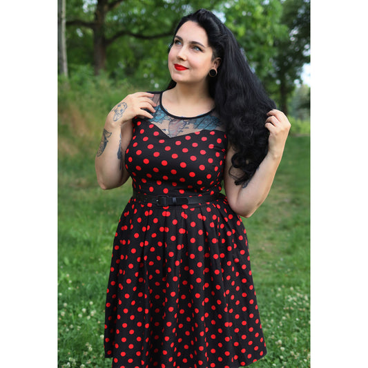 Elizabeth Vintage Polka Kleid schwarz-rot