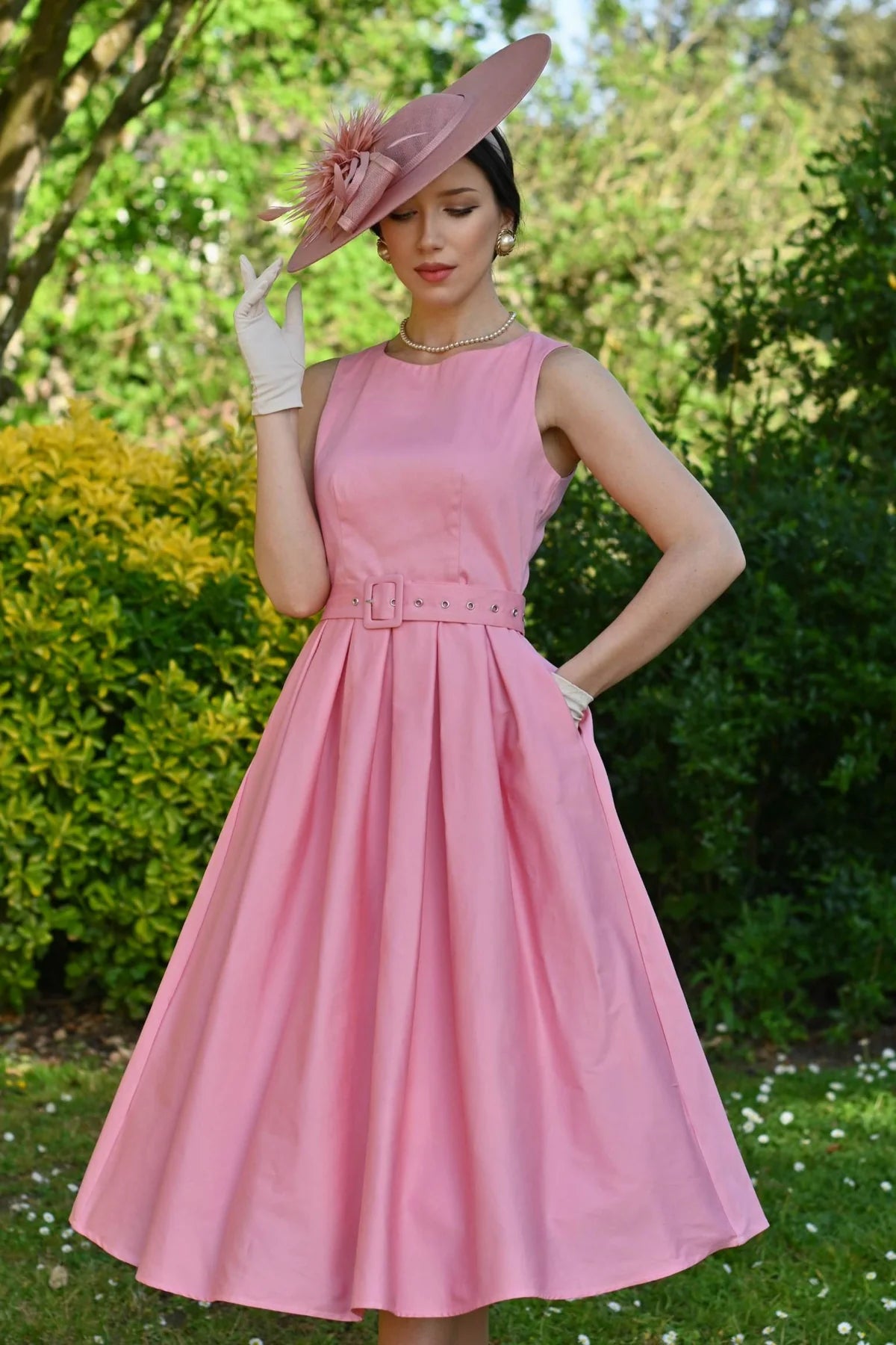 Helen Classic 50s Dress light pink - Retro Kleid mit Punkten