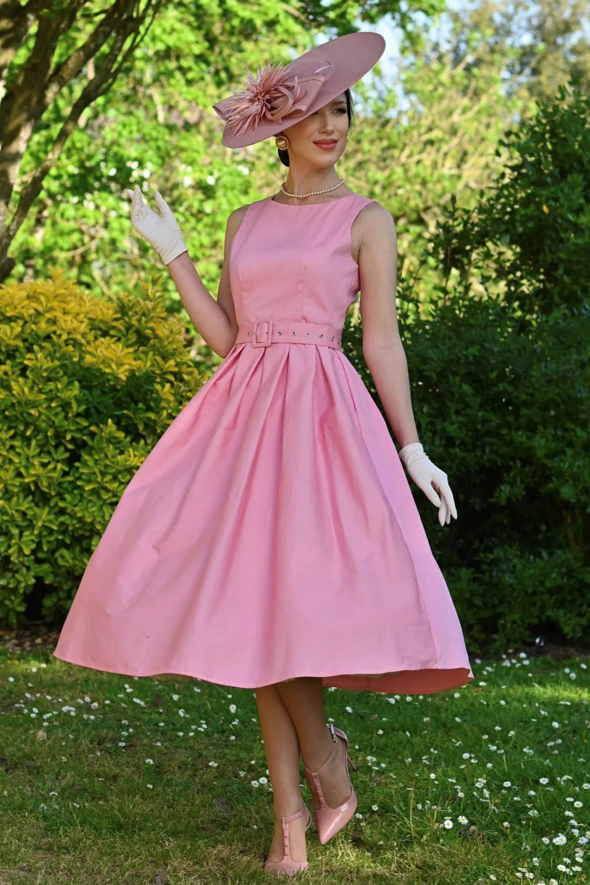 Helen Classic 50s Dress light pink - Retro Kleid mit Punkten