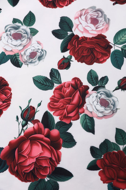 Red Peony Scarlett Kleid mit Rosen