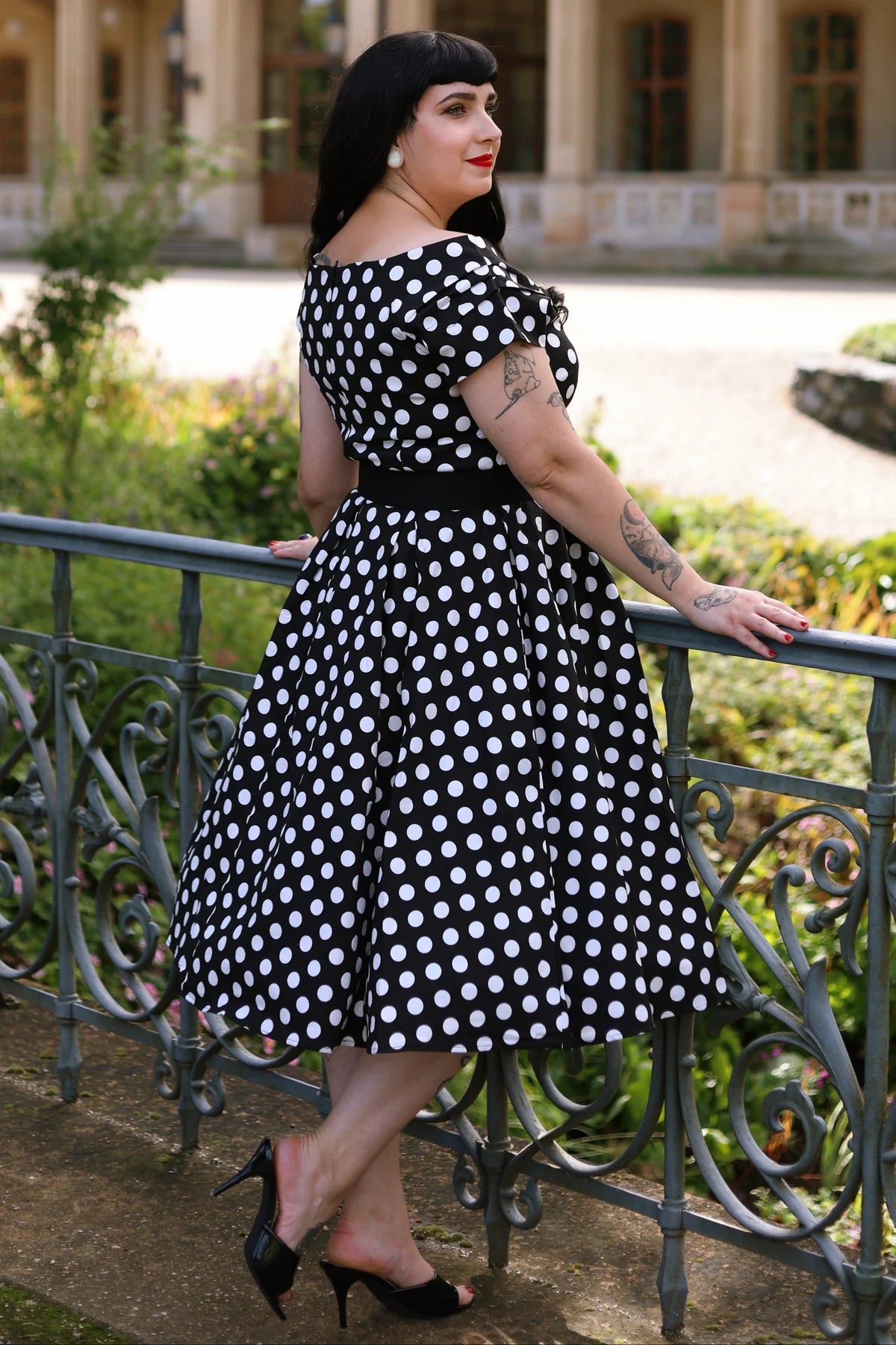 Lily Black-White Polka Dress - schwarzes Rockabilly Kleid