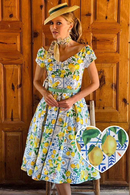 Bella Limone Zitronen-Kleid mit mediterranem Muster