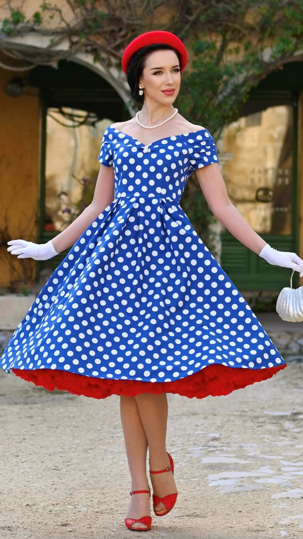 Lily Kleid in navy mit weiĂźen Punkten