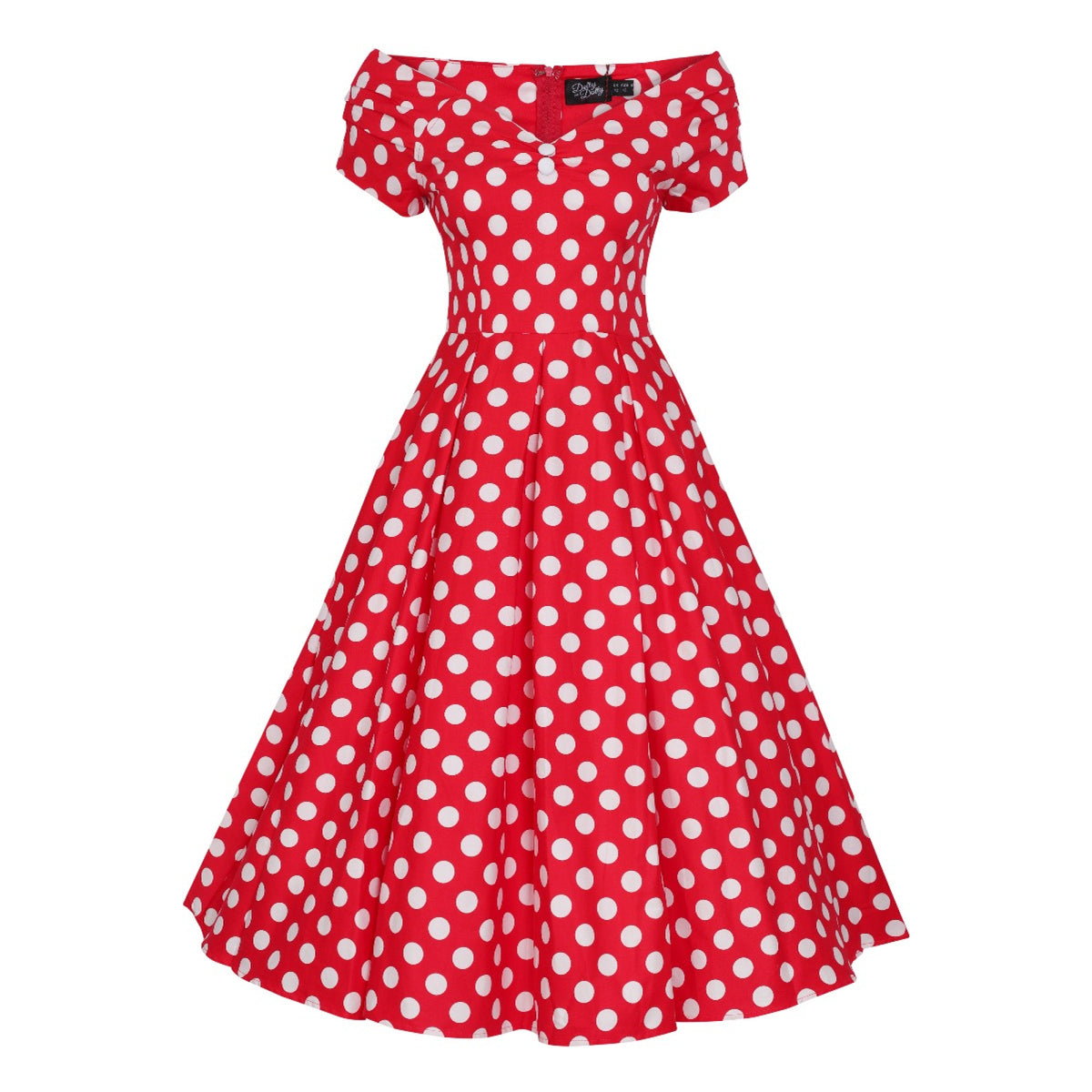 Lily Off Shoulder Kleid Polka Dot rot