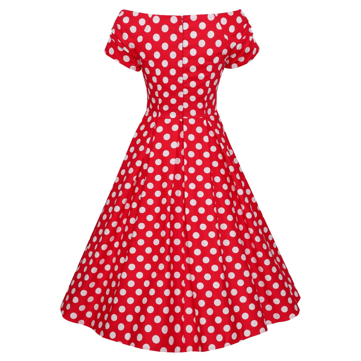 Lily Off Shoulder Kleid Polka Dot rot
