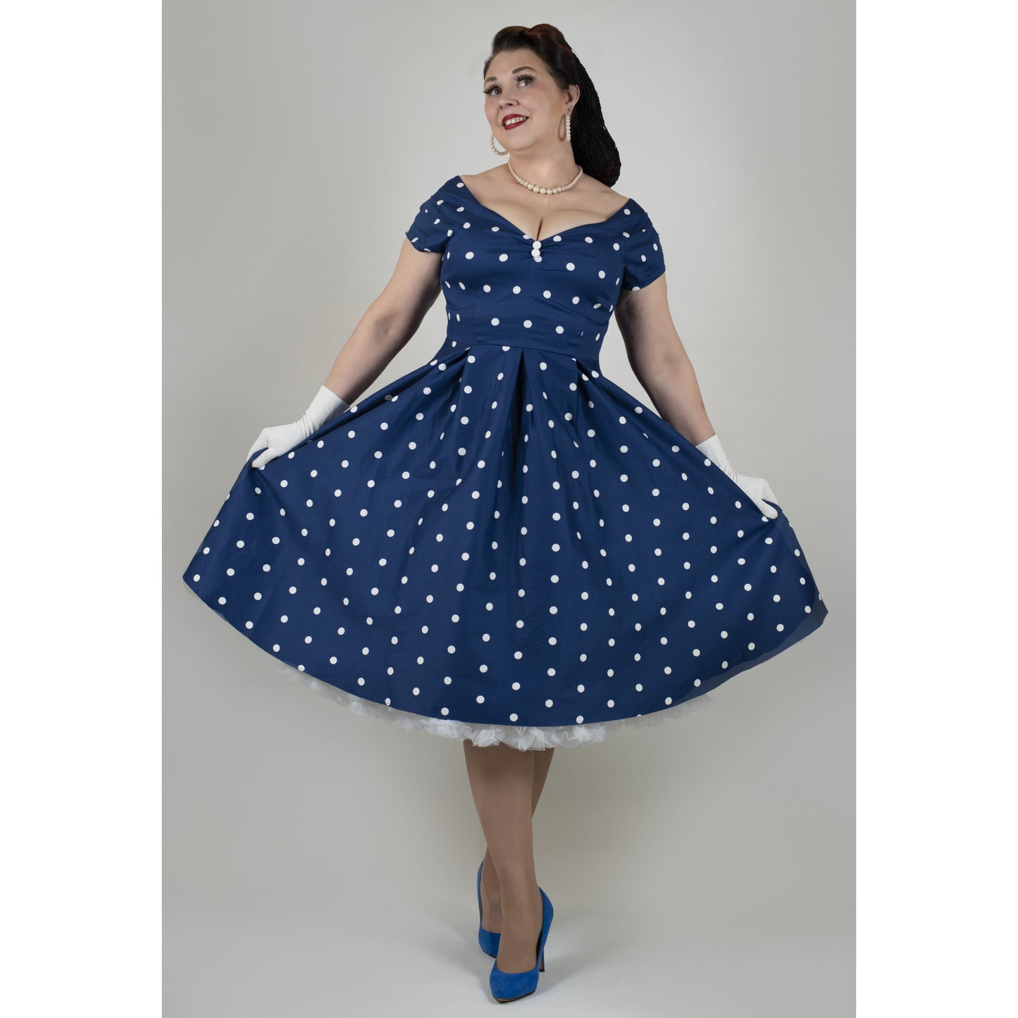 Navy Polka Lily Dress