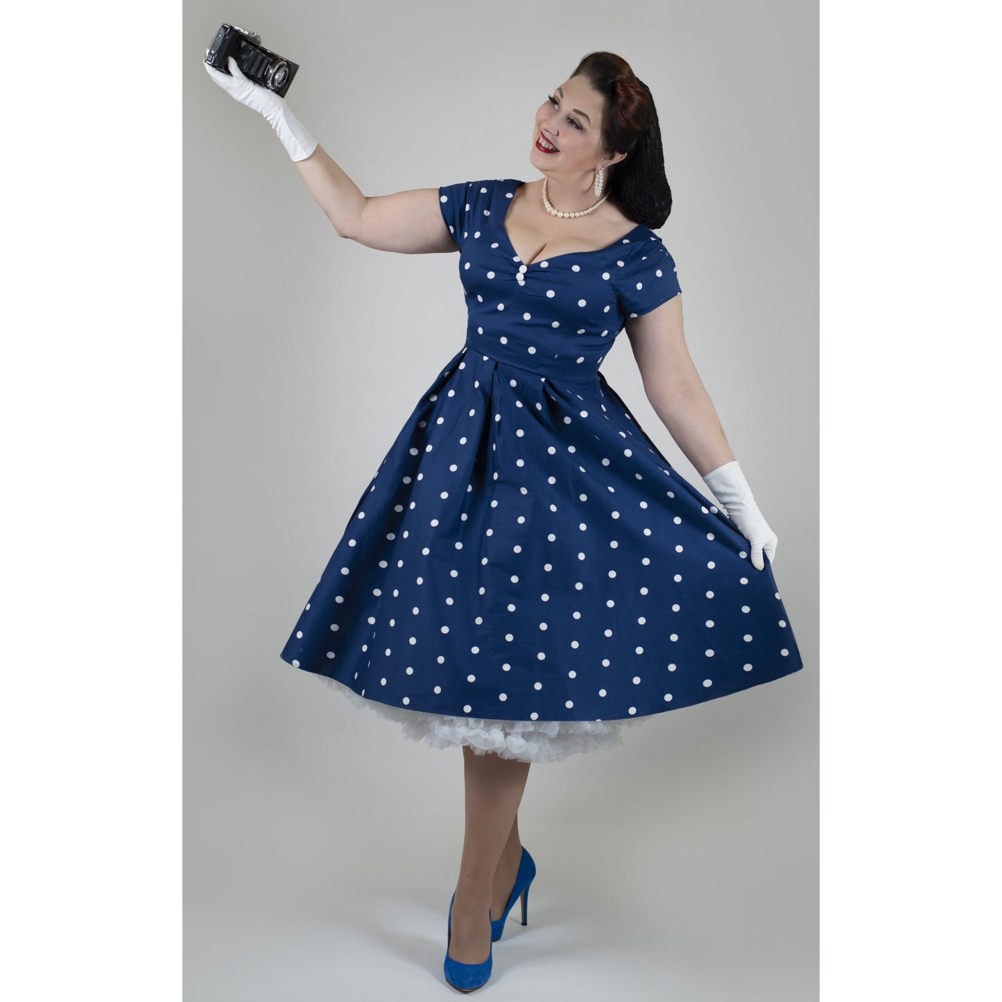 Navy Polka Lily Dress