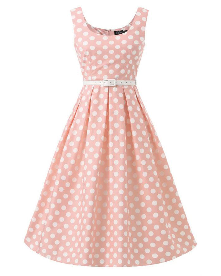 Ophelia Polka Dot Dress light pink - 50s Retro Kleid