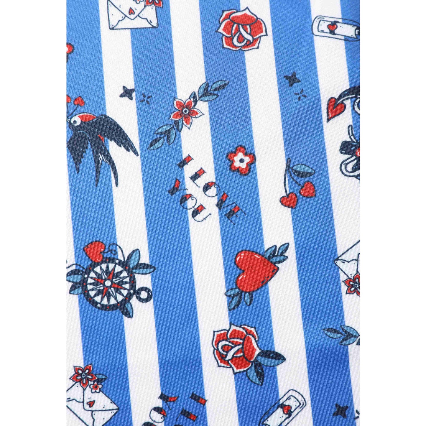 Blue Striped Old School Rockabilly Dress