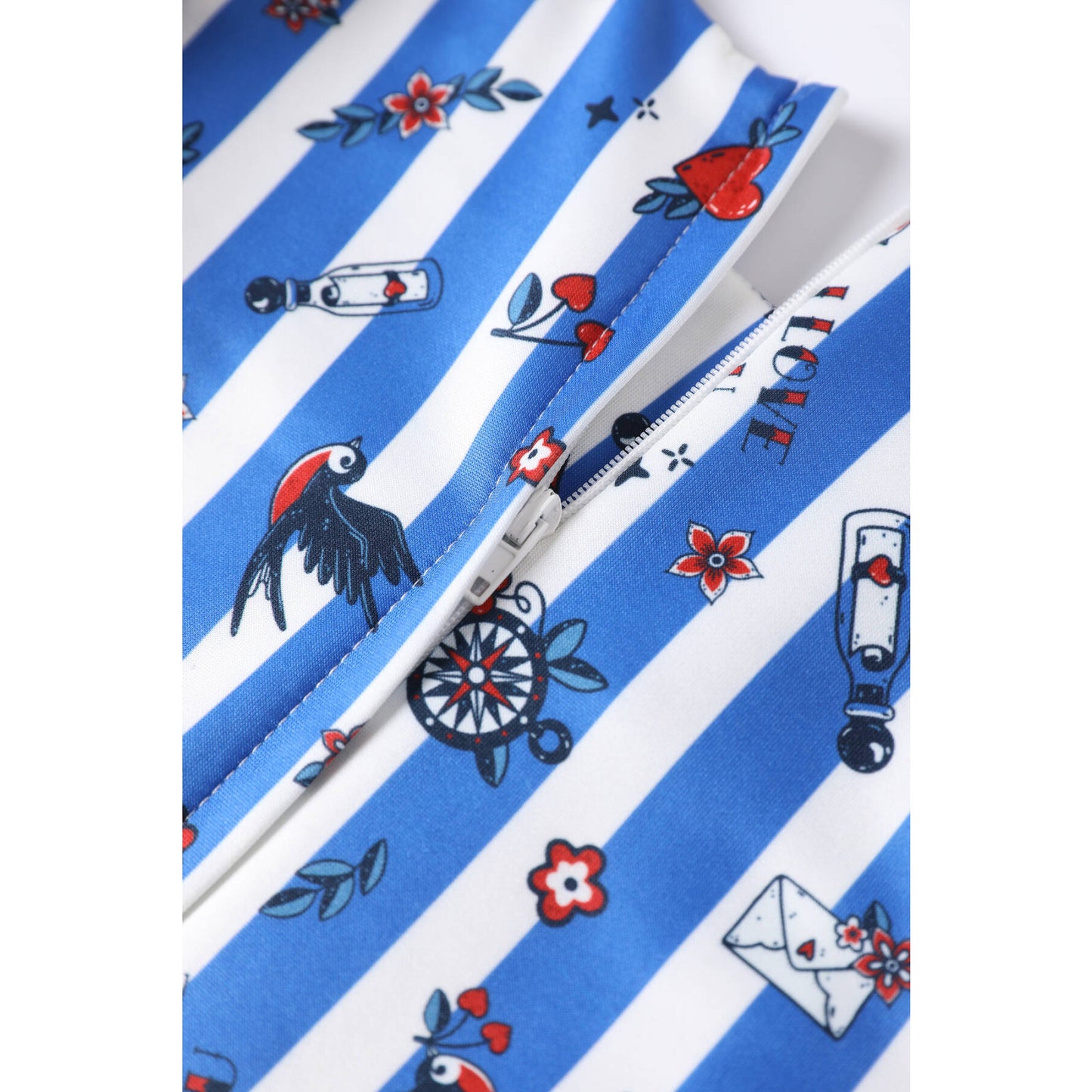 Blue Striped Old School Rockabilly Dress