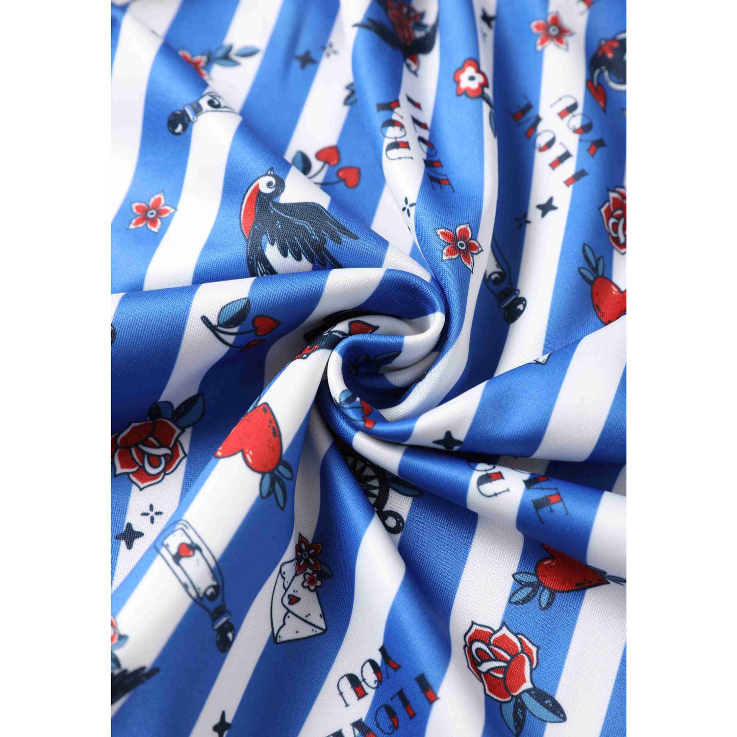 Blue Striped Old School Rockabilly Dress