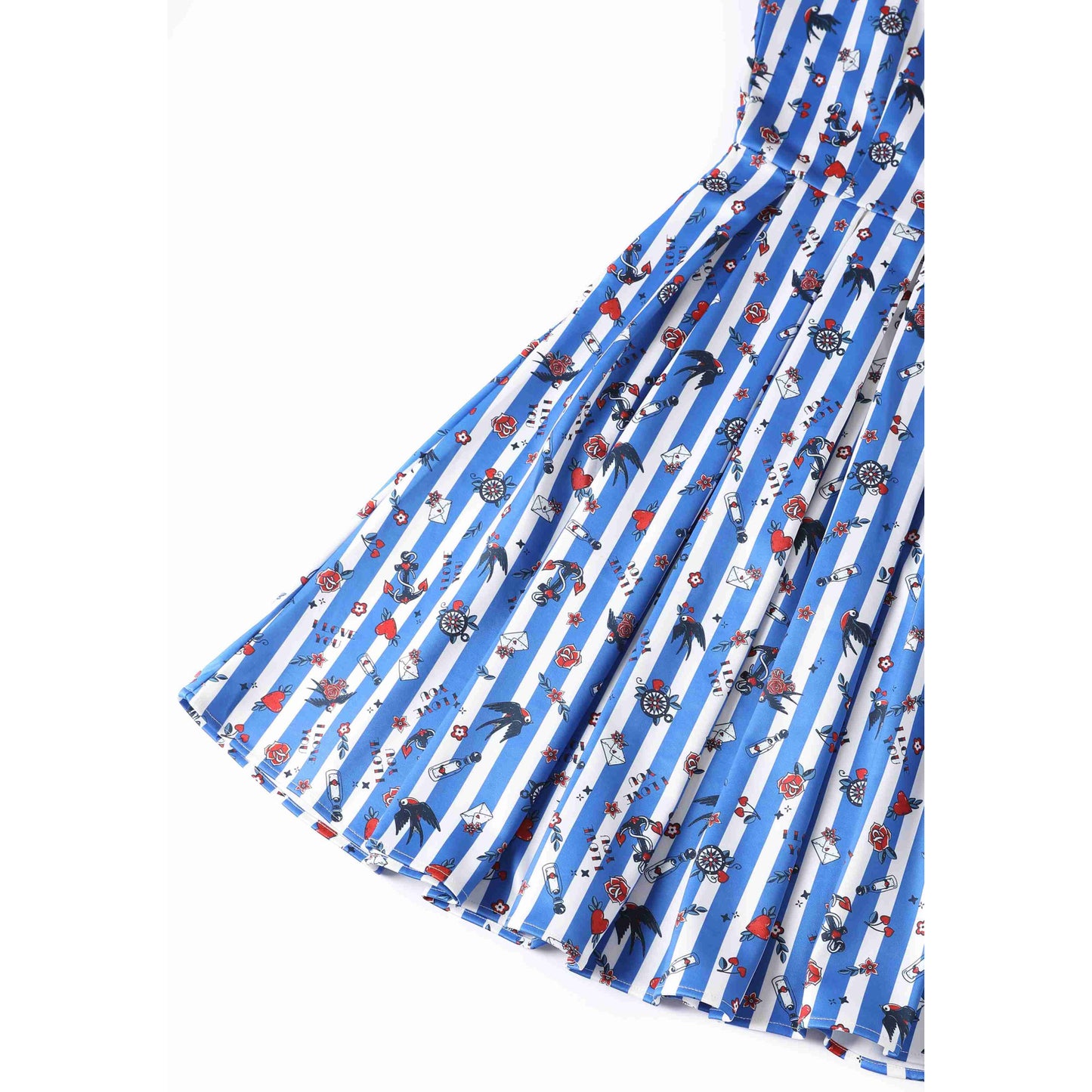 Blue Striped Old School Rockabilly Dress
