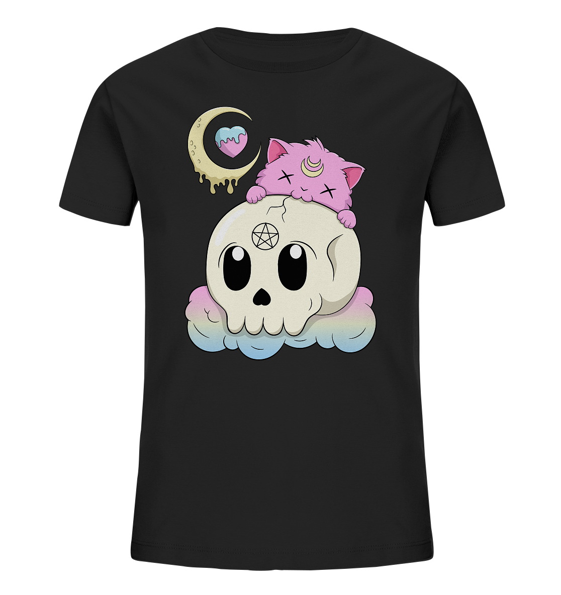 Kawaii Skully Cat - Kids Organic Shirt