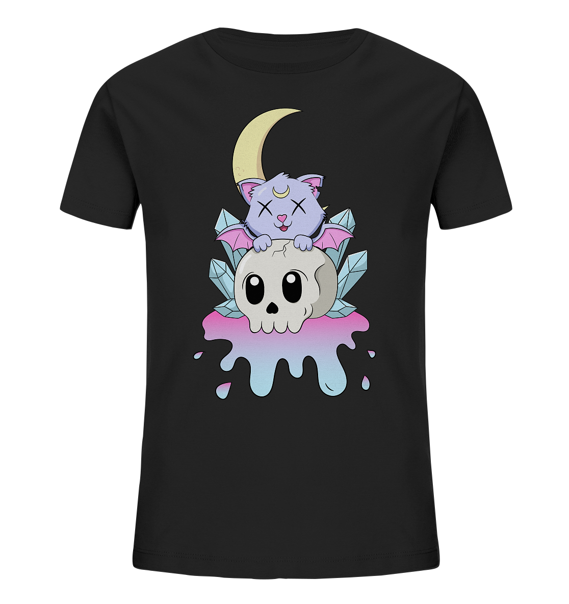 Kawaii Cat on Skull - Kids Organic Shirt