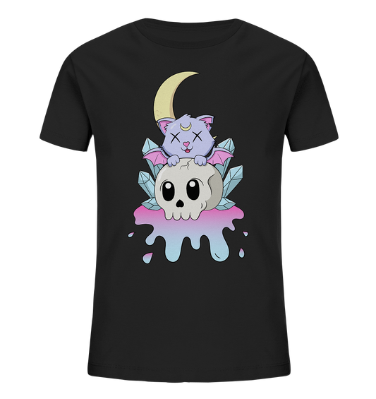 Kawaii Cat on Skull - Kids Organic Shirt