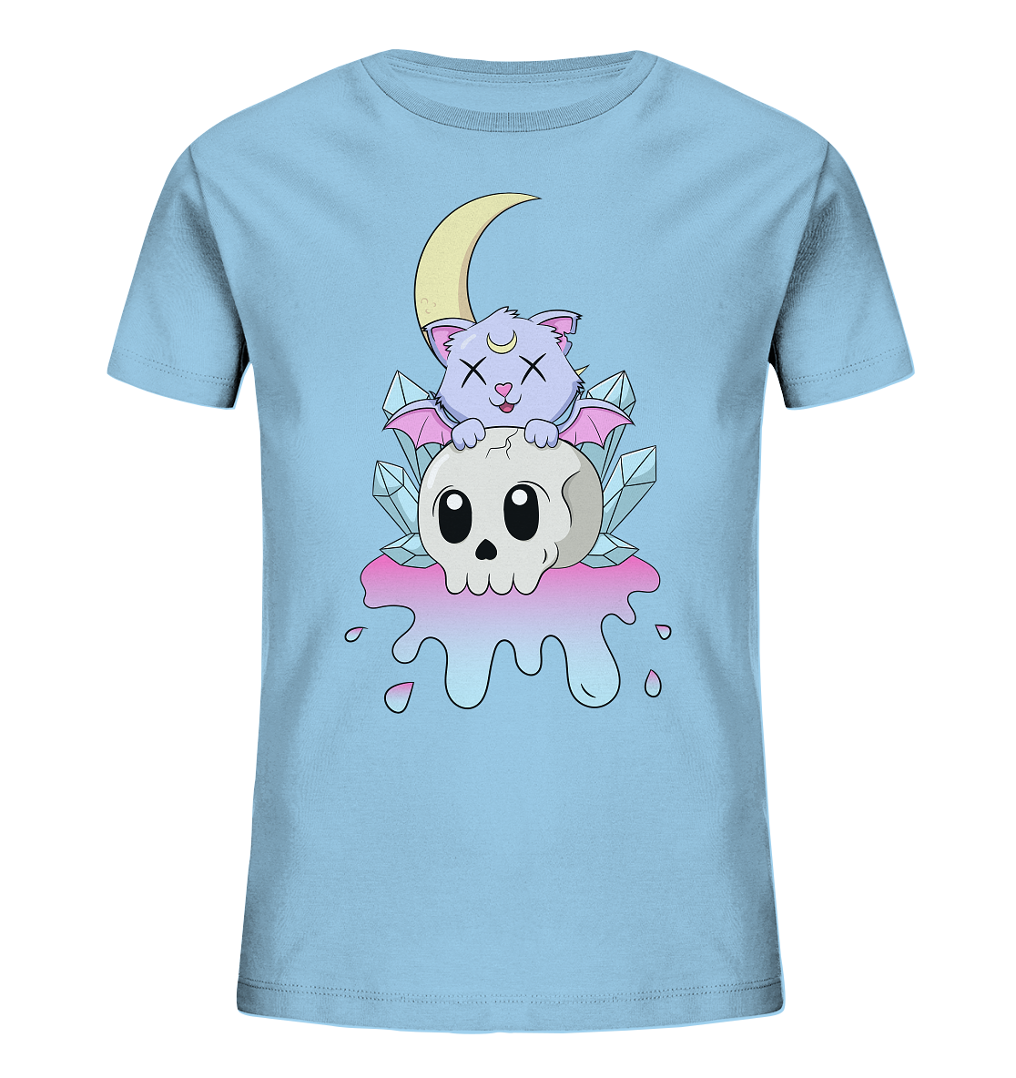 Kawaii Cat on Skull - Kids Organic Shirt