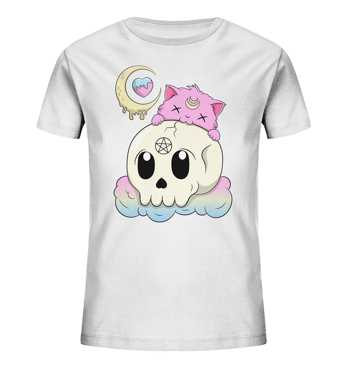 Kawaii Skully Cat - Kids Organic Shirt