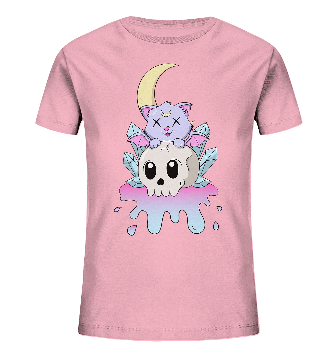 Kawaii Cat on Skull - Kids Organic Shirt