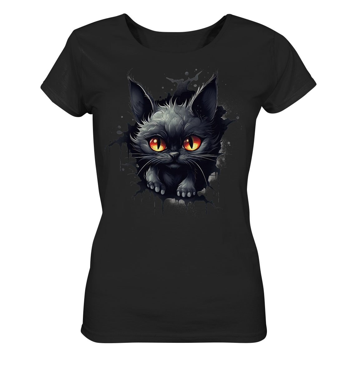 Black Cat - Ladies T-Shirt mit schwarzer Katze