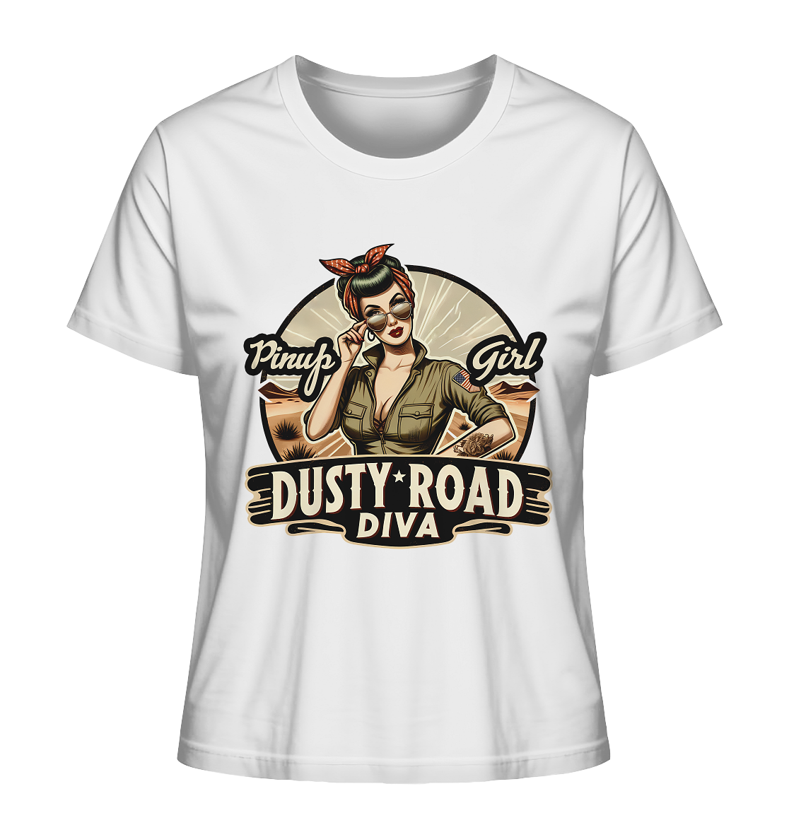 Dusty Road Diva Pin-Up Girl American Style - Ladies T-Shirt