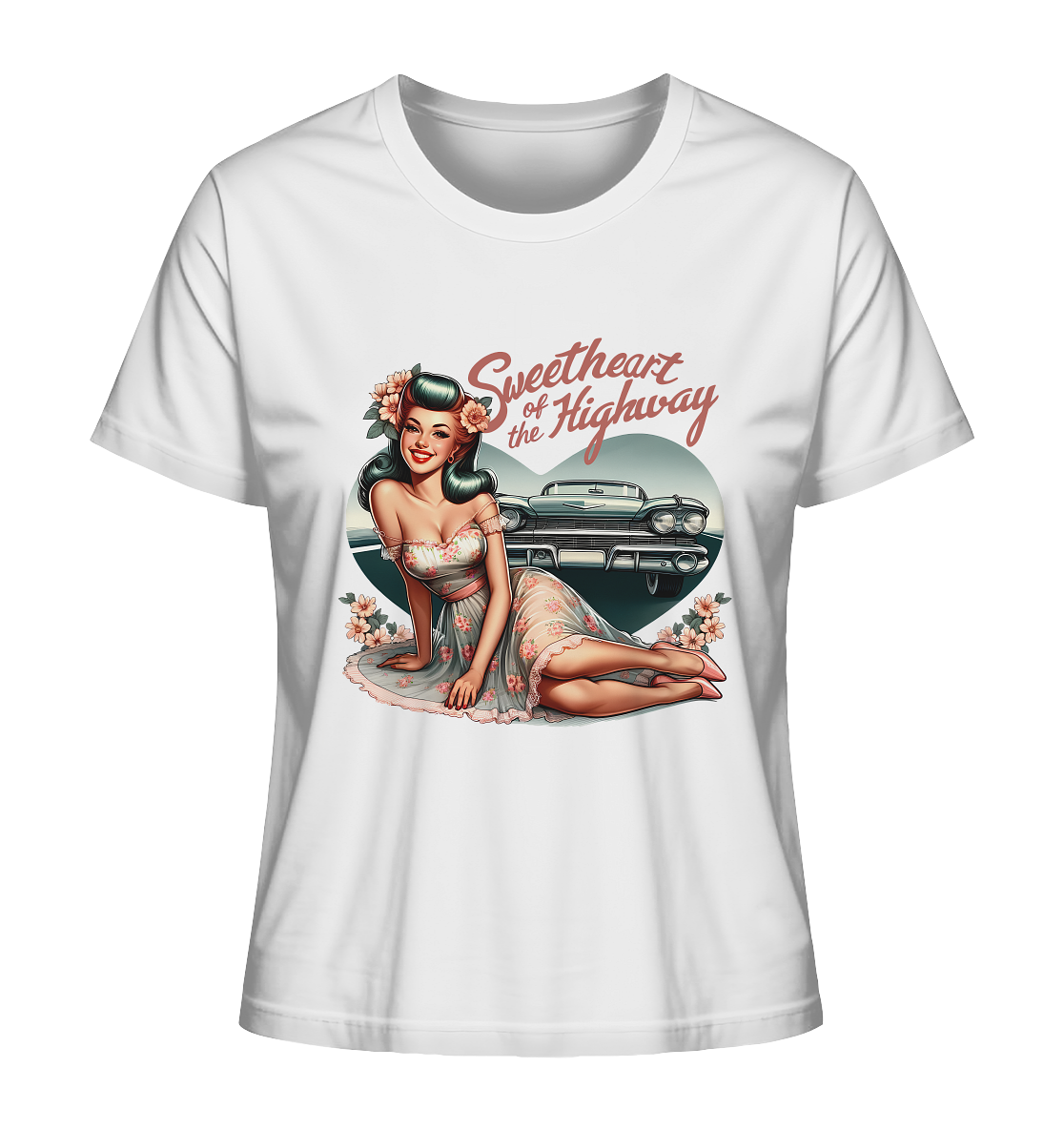 Sweetheart of the Highway Pin-Up Girl Retro - Ladies T-Shirt