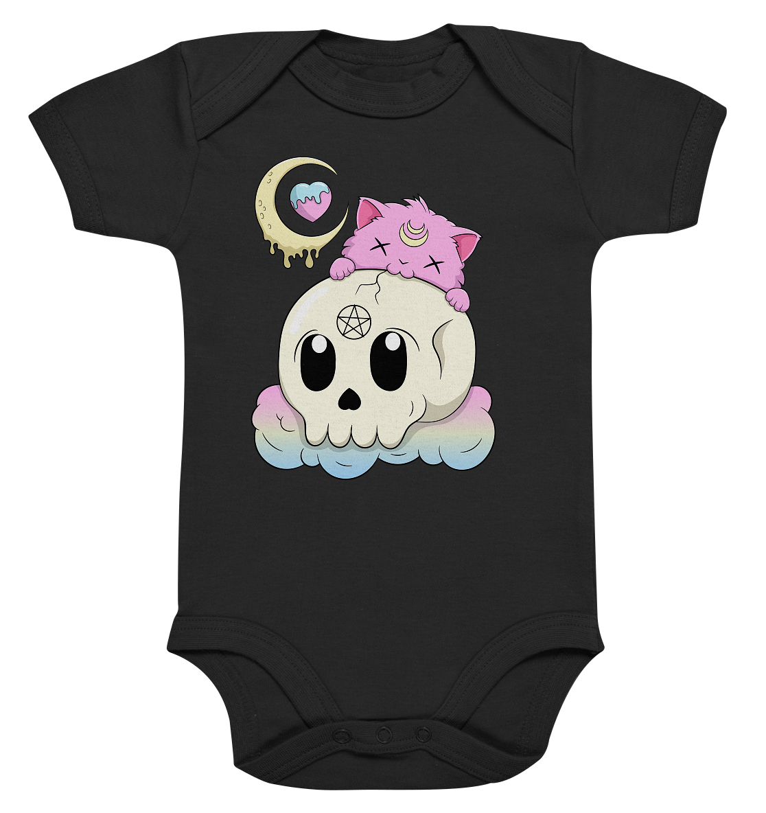 Kawaii Skully Cat - Organic Baby Bodysuite