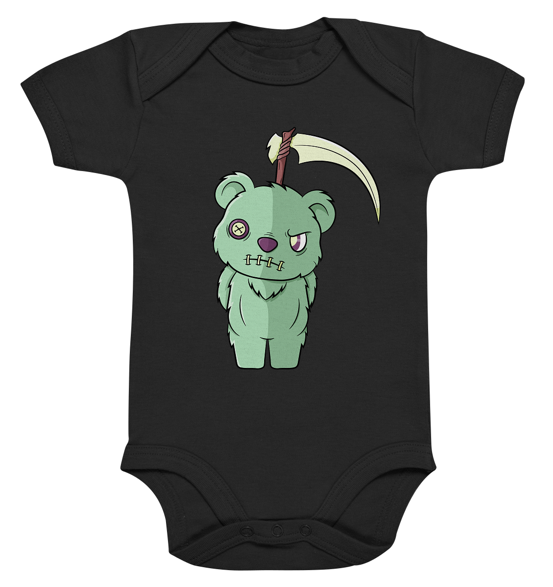 Kawaii Green Teddy - Organic Baby Bodysuite