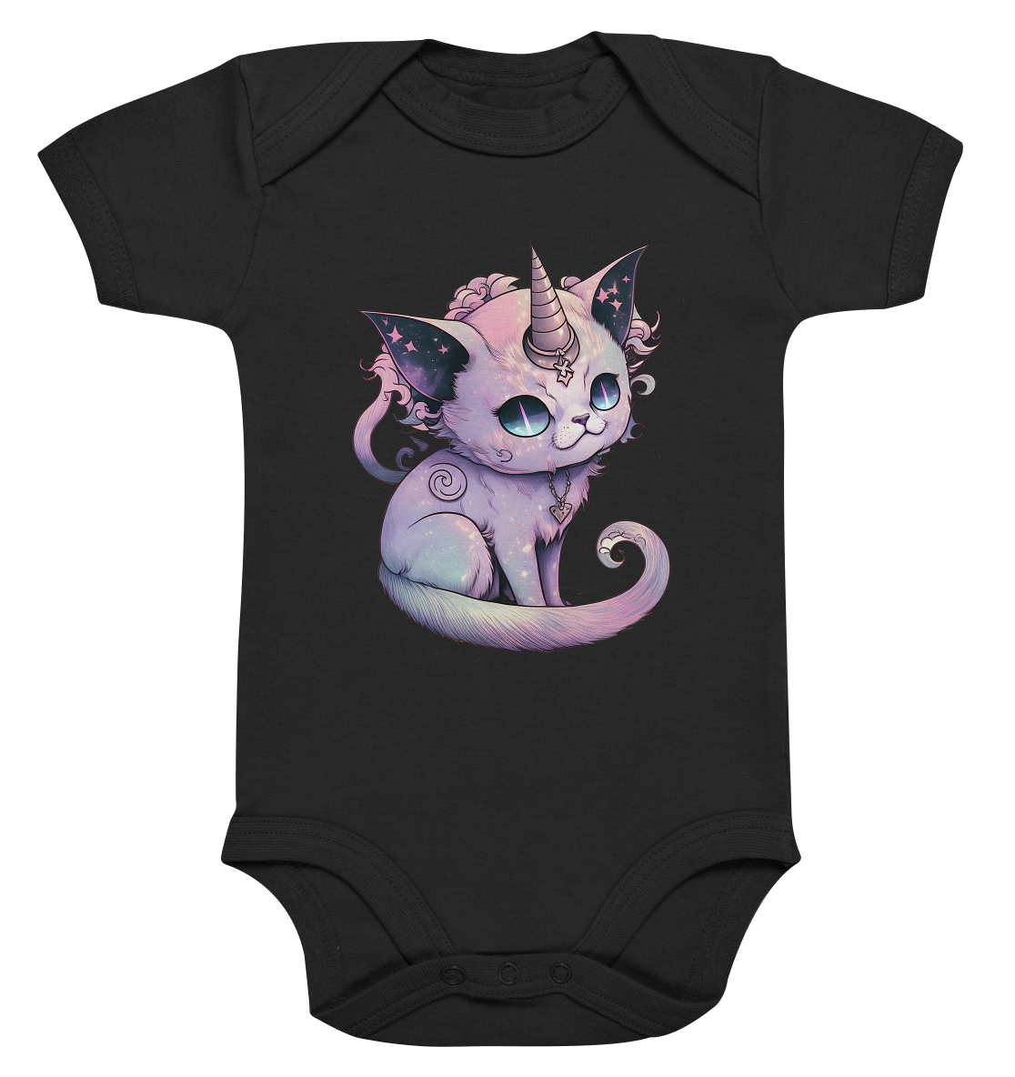 Demon Unicorn Cat - Organic Baby Bodysuite