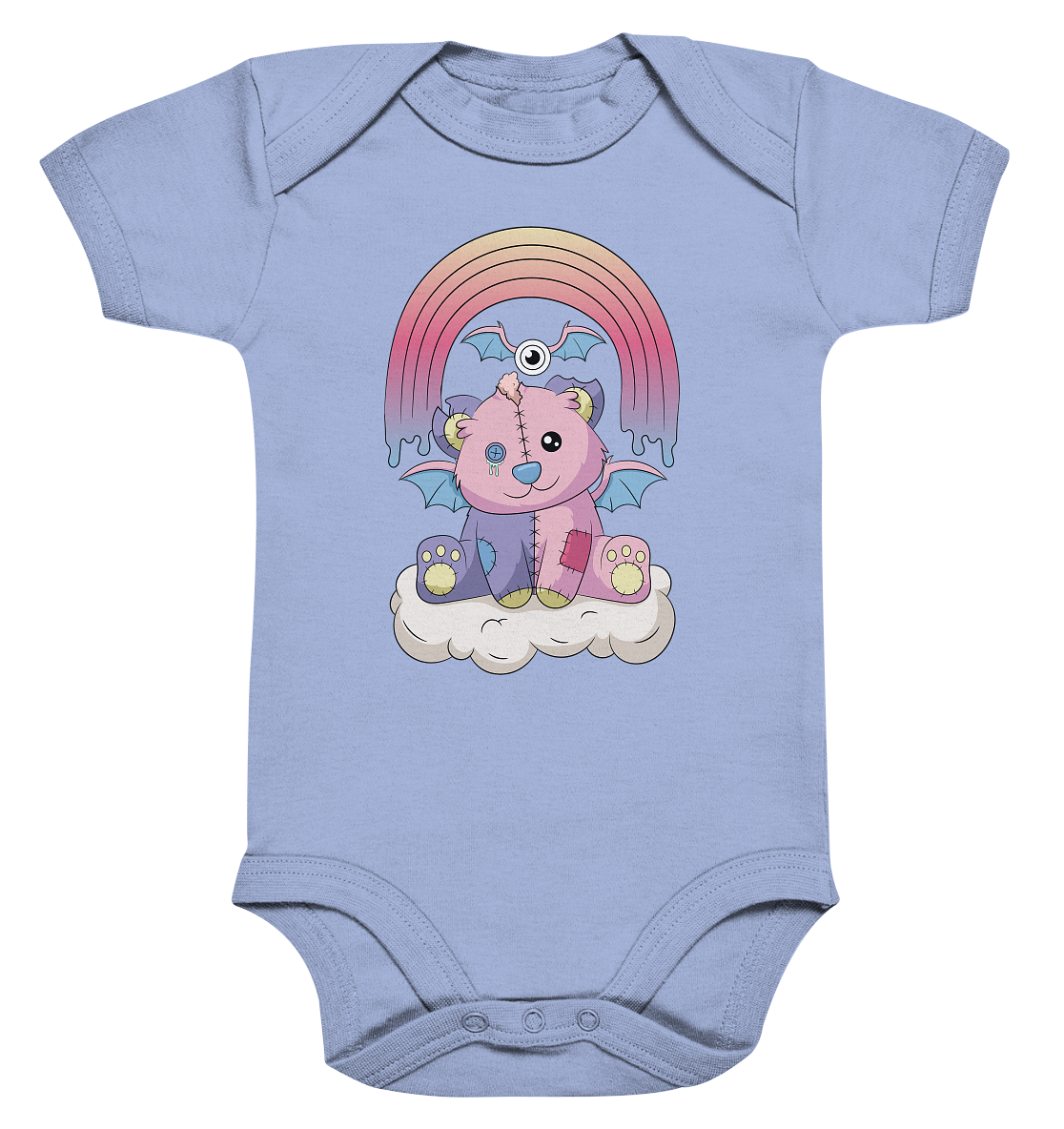 Kawaii Rainbow Teddy - Organic Baby Bodysuite