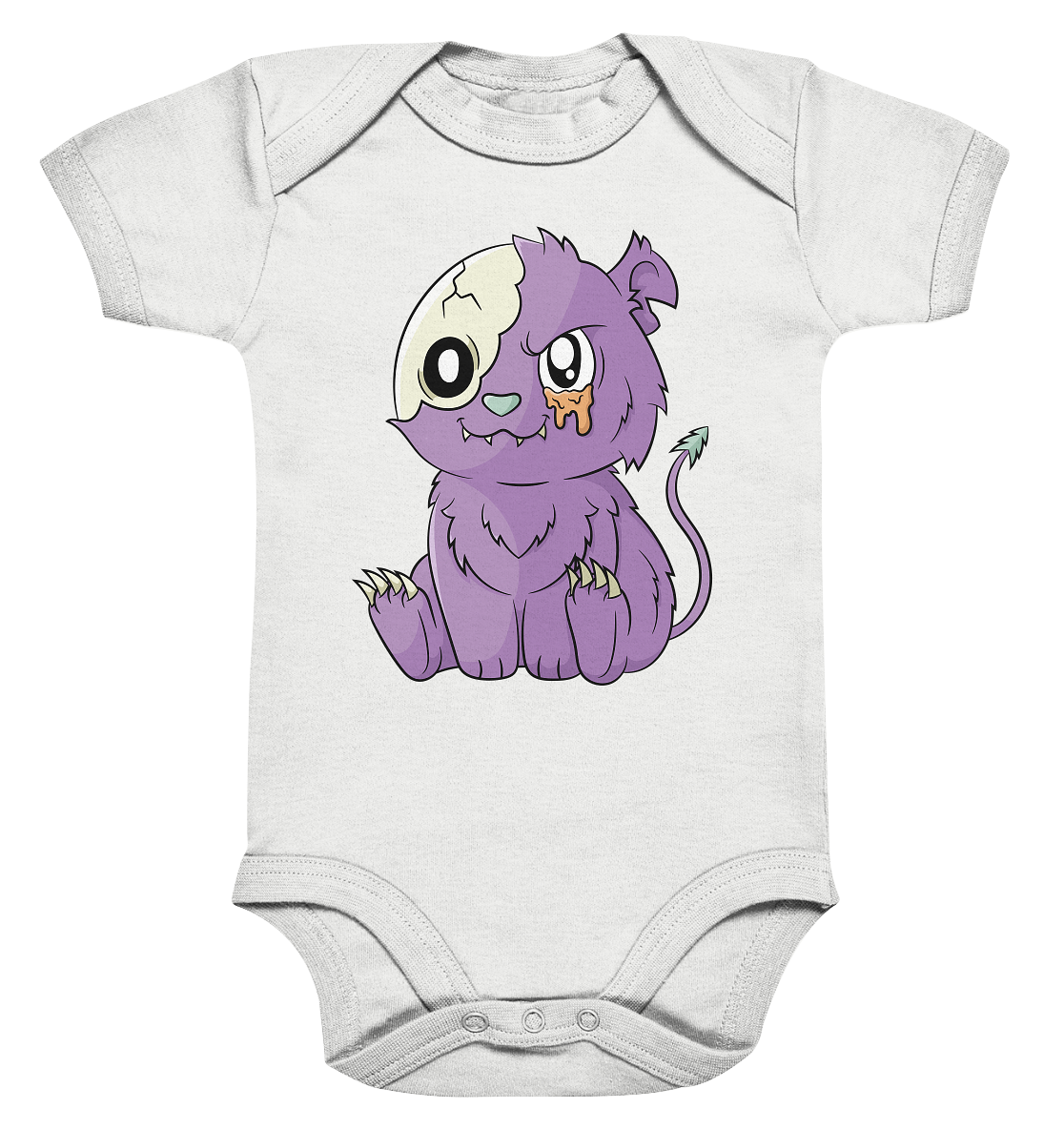 Kawaii Purple Teddy - Organic Baby Bodysuite