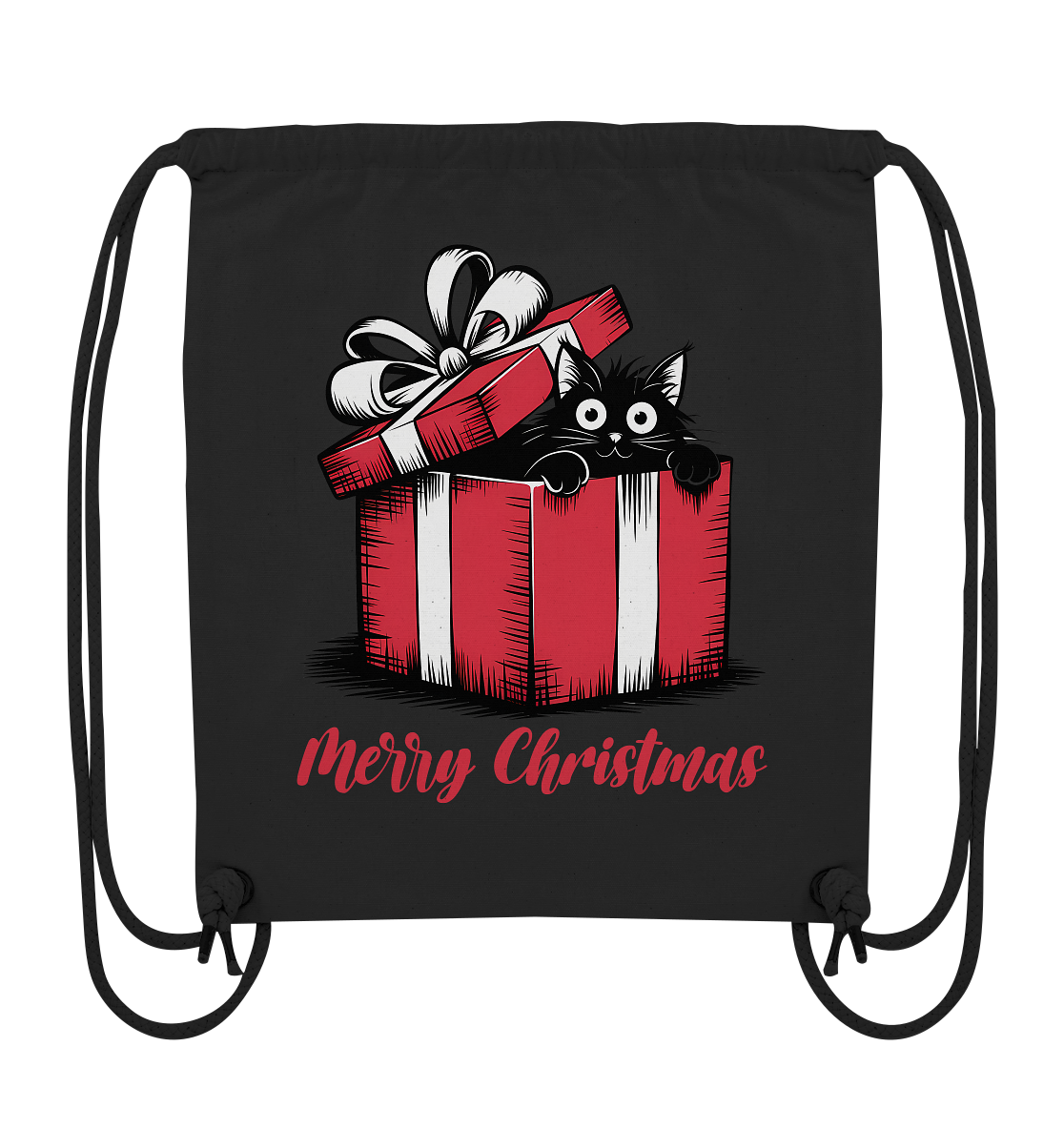 Merry Christmas. Schwarze Katze im Geschenk - Organic Gym-Bag