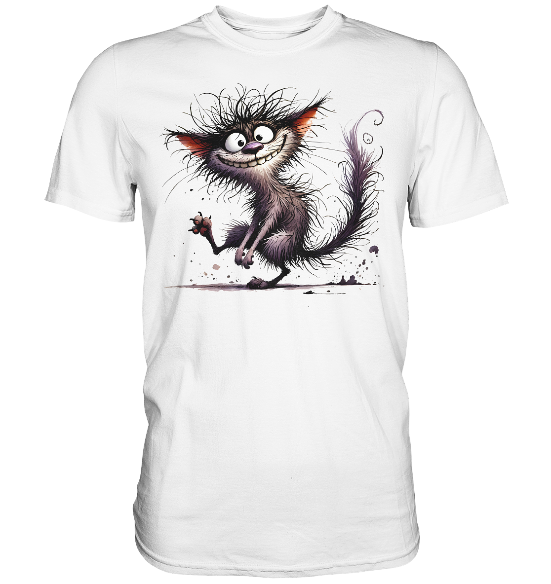 Quirky Cat. Verrückte Grinse-Katze - Premium Shirt