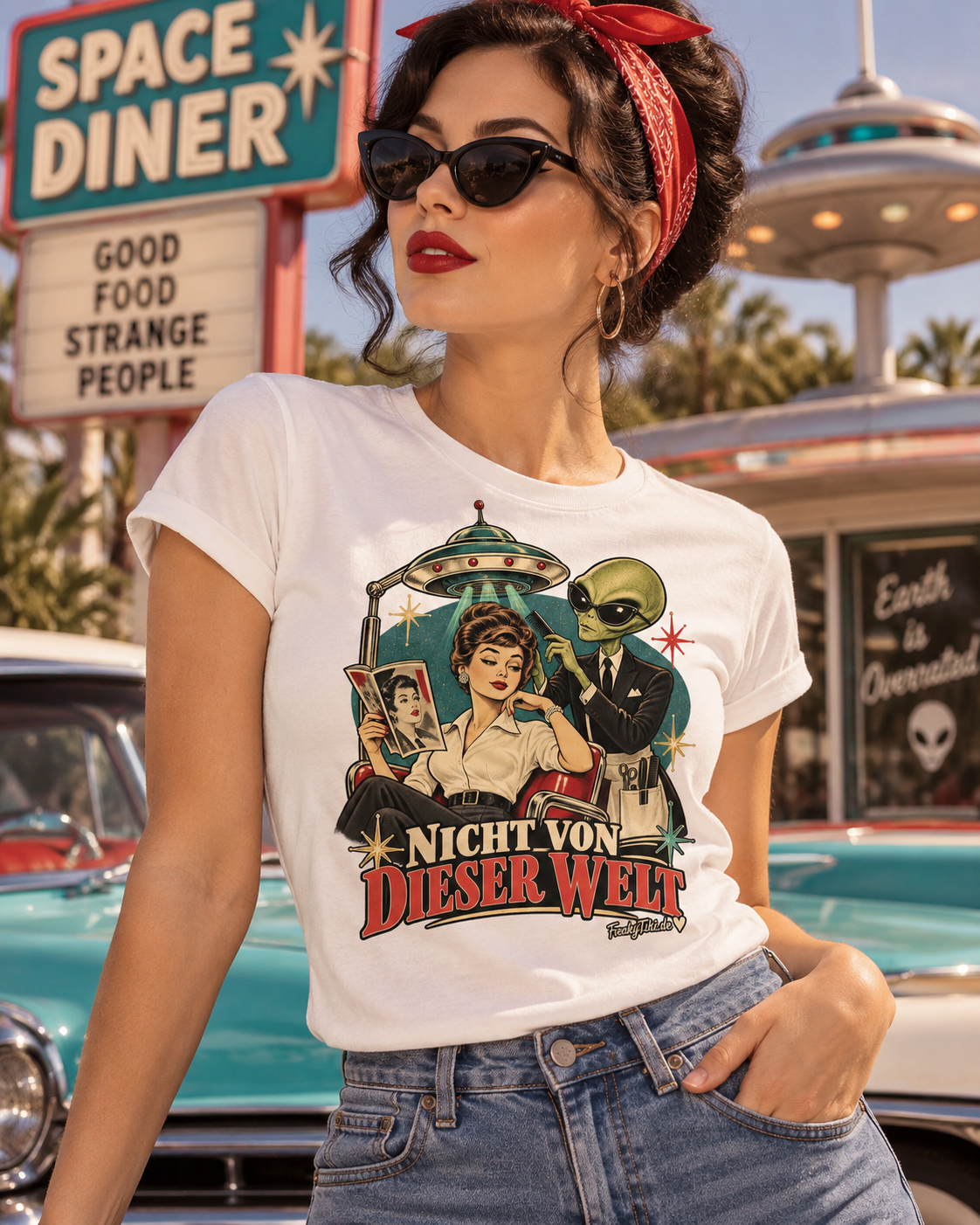 Nicht von dieser Welt – 50s Aliencore Sci-Fi Ladies T-Shirt