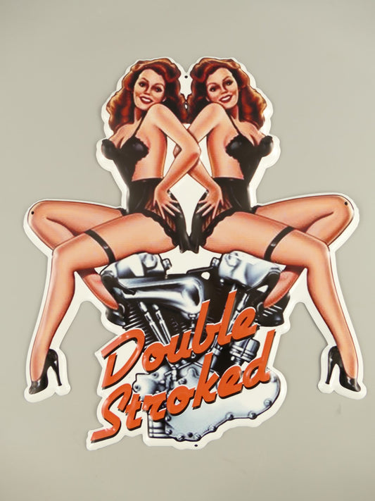 Blechschild Double Stroked PinUp 45 cm