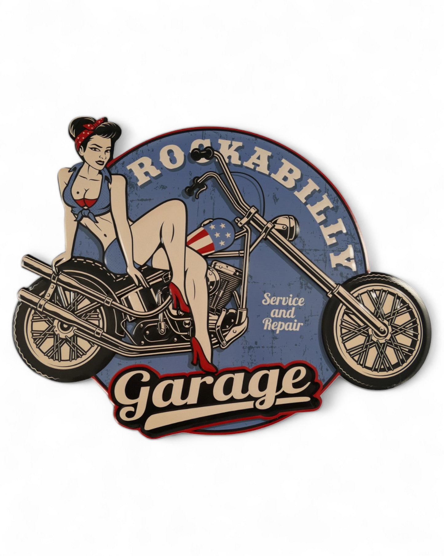 Blechschild Rockabilly Garage 60 cm