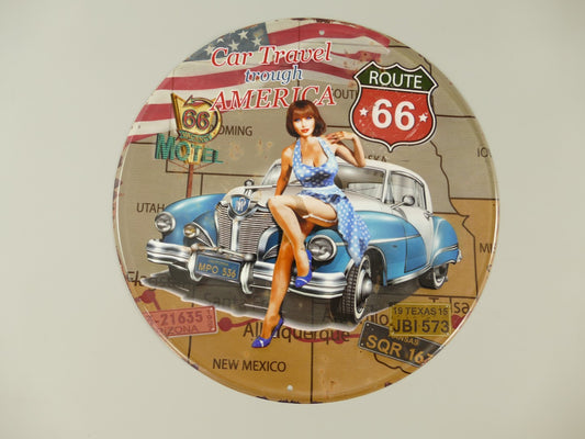 Blechschild Retro Travel trough America 30 cm