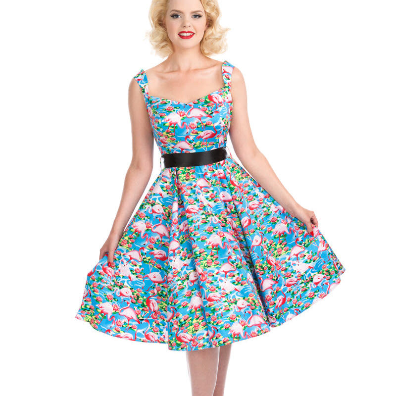 Pretty Flamingo Dress - Rockabilly Kleid