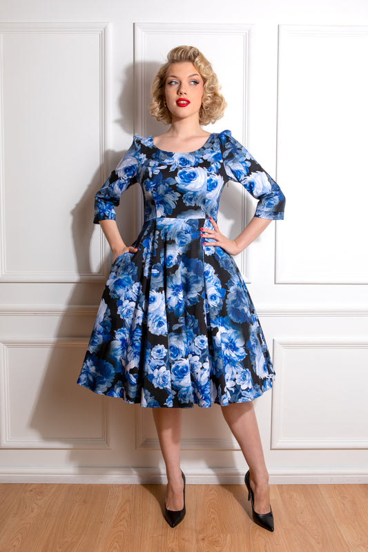 Valentina Blue Flower Kleid