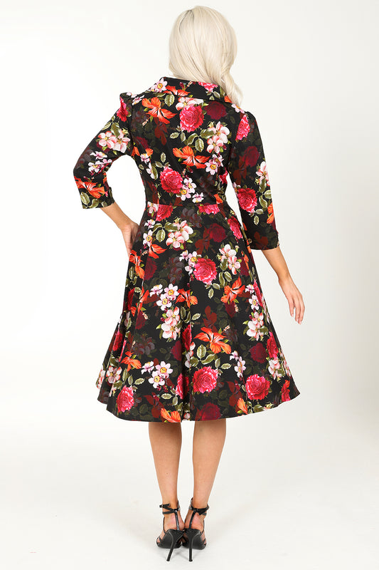 Kali Herbstblumen Vintage Kleid