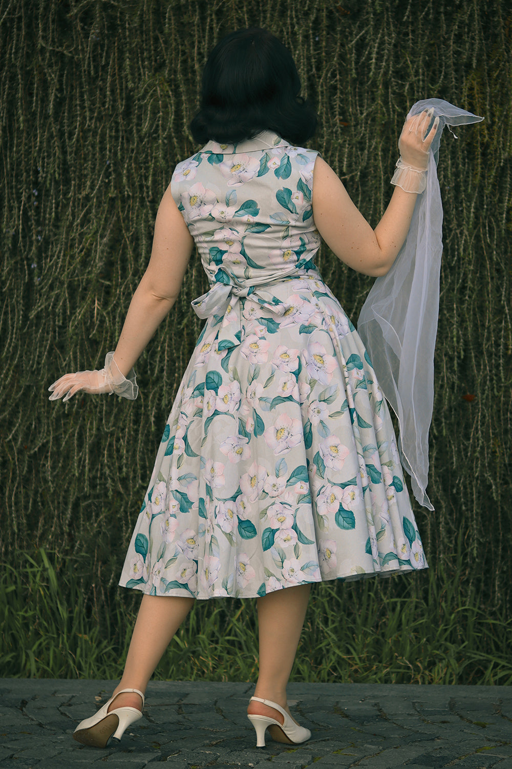 Drew Floral Dress - Retro Kleid mit Kragen