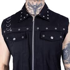 Isaias Weste - ärmelloses Weste mit Nieten und Zipper