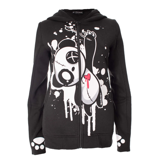 Heartbleed Panda Hoody Jacke mit Ohren - Kaputzenjacke mit Print