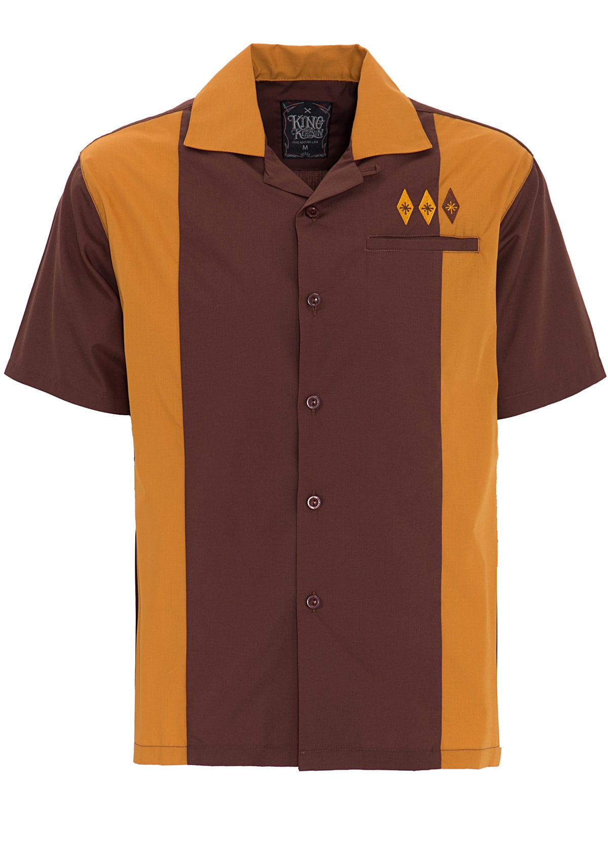 50s Diamond Bowling Hemd braun