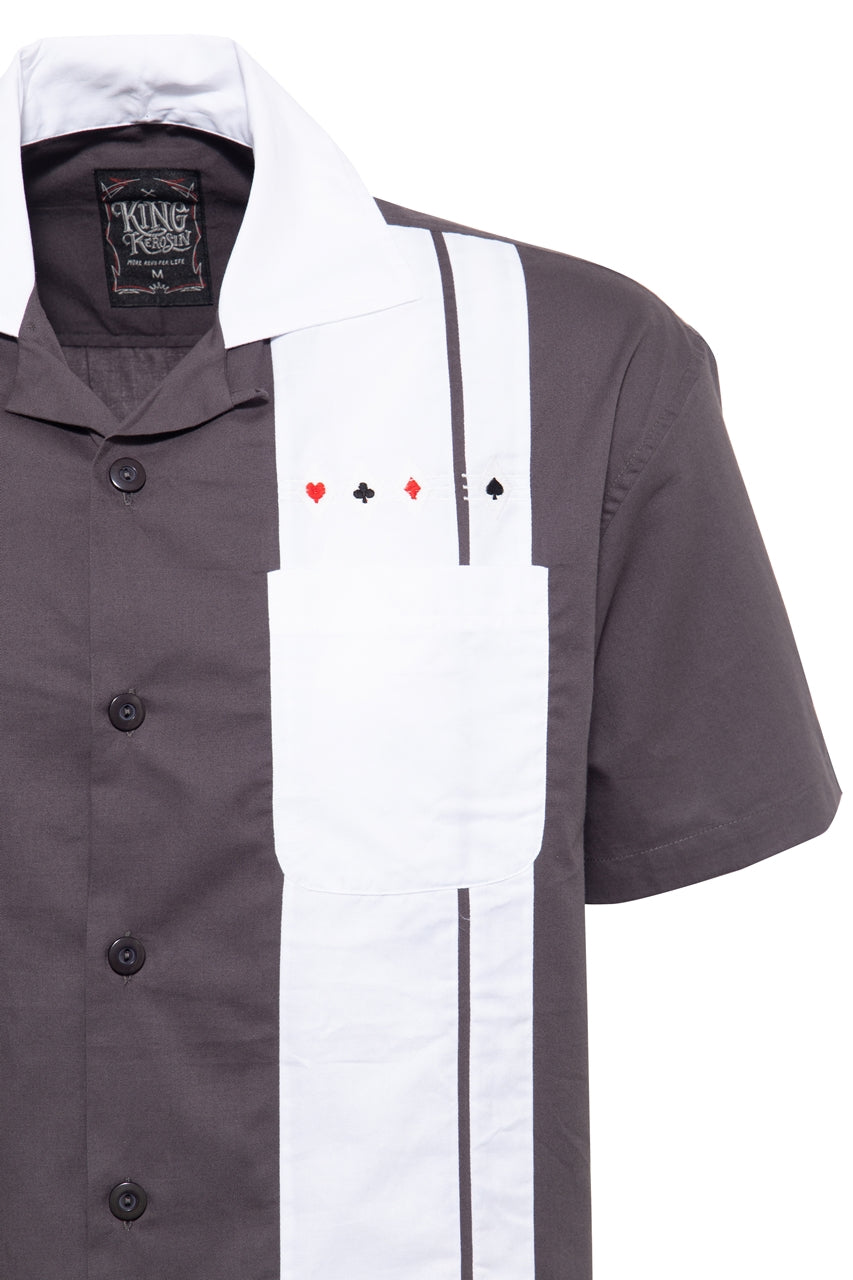 Retro Bowling Hemd grau