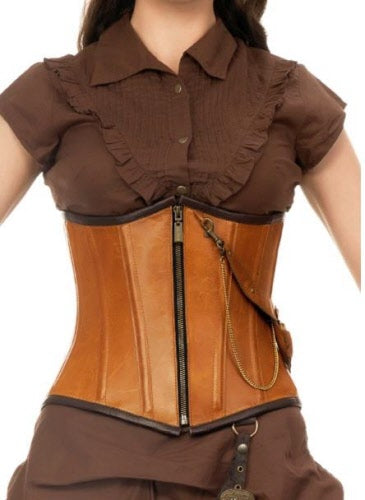 Steampunk Leder Korsett braun