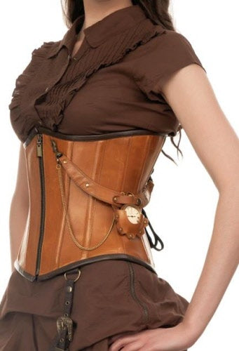 Steampunk Leder Korsett braun